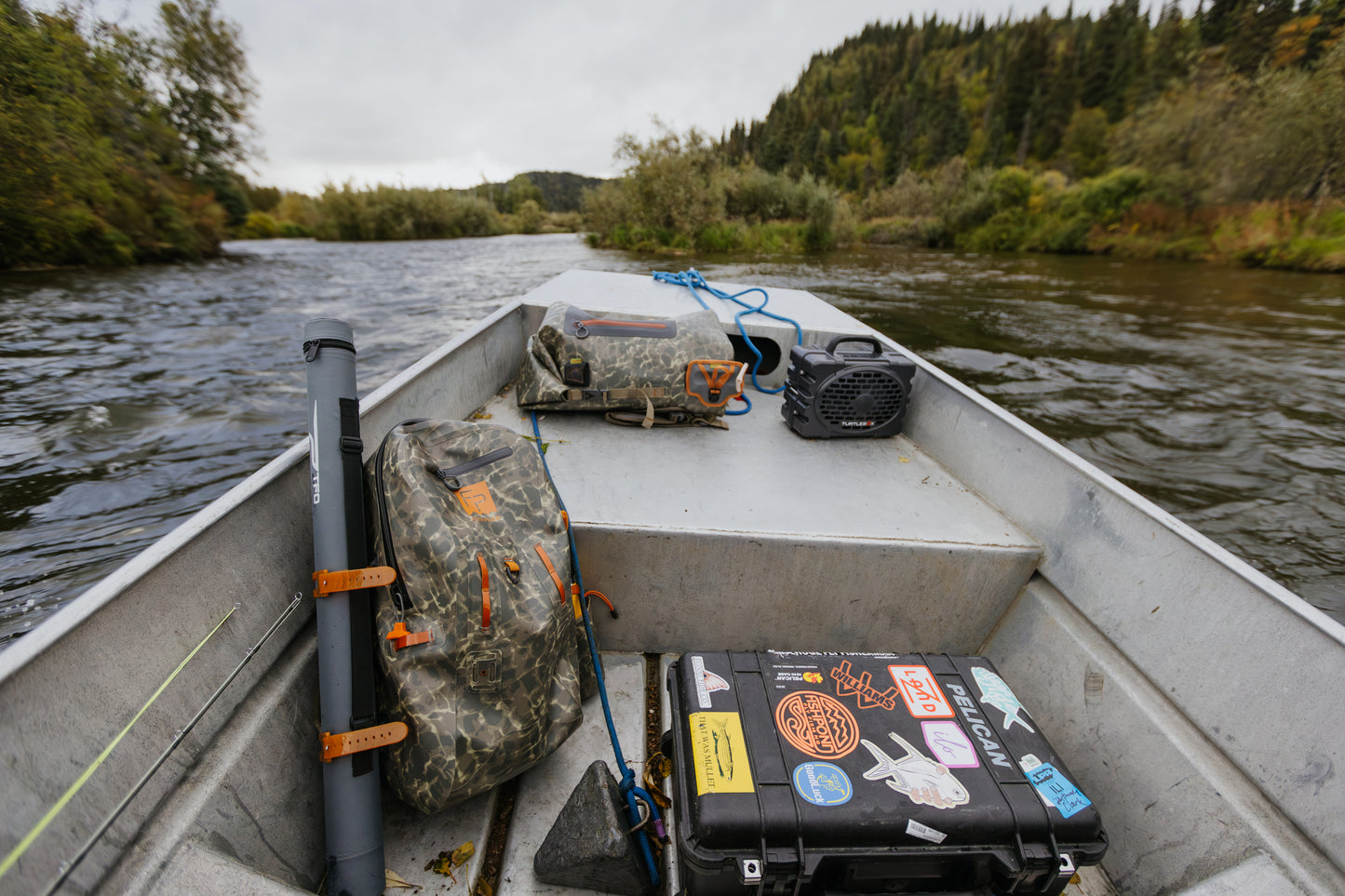backpack in boat