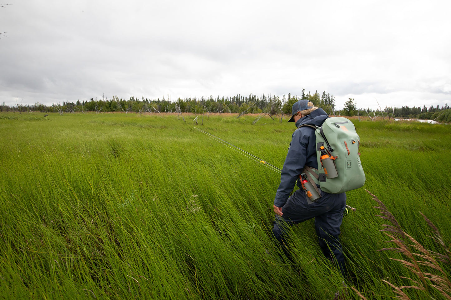 walking through tall grass